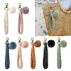 Anahtarlıklar mini macrame pom pon boho dokuma anahtarlık araba anahtar çanta telefon pompom dekoru için knahal bilek kayışı