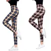 Leggings pour femmes treillis imprimé Legging coloré motif à carreaux élastique pantalon de Yoga grille mince rayé pantalon serré pour les femmes décontracté