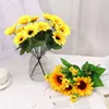 Decorative Flowers Sunflower Flower Bouquet Artificial Home Decor Wedding Table Decoration Daisies Room Party Gift