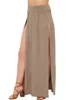 Skirts Arrival High Waisted Sexy Womens Double Slits Summer Solid Long Maxi Skirt Wholesale 51 230516