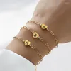 Link Bracelets Classic Heart Shape A-Z Initial Letter Bracelet Women Stainless Steel Chain For Jewlery Gift