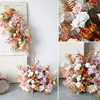 Decorative Flowers Wedding Props Artificial Flower Row Ball Finished Road Lead Floor KT Board Decor Party Arch Decoration
