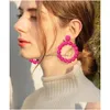 Серьги из ручной работы ручной работы для женской девочки Bohemia Braid St Wicker Raffia Circle Ушные украшения летние пляжные аксессуары Dr Dhbt2