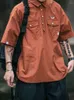 Chemises décontractées pour hommes Style japonais Vintage chemise hommes été Polo col manches courtes t-shirt Streetwear Harajuku ample rabattable