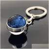 Nyckelringar Double Glass Ball Universe Star Keychain Solar Moon Keyring Holder Bag hänger Fashion Jewelry Gift Will och Sandy 800 R2 D OTJ7J
