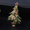 Broches moda shiny shiny shinstone árvore de natal broches pino de luxo para adolescentes zircão rosa jóias de festa de festa