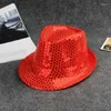 Boll Caps Adult and Child Unisex Brilliant Glitter paljetter Hat Dance Fedora Kid Cap Solid Jazz Party Costum