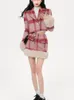 فستان من قطعتين شتاء عيد الميلاد بدلة محبوكة y2k الملابس الأزياء الكورية بلايزر معاطف المعاطف الصغيرة تنورة خمر 2 مجموعة 230515