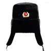 BERETS SOVIET ARMY MILITARY BADE Ryssland Bomber ATS Pilot Trapper Trooper på Winter Faux Fur Earflap Men Snow Caps