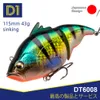 Приманки приманки D1 ​​Fishing Vatalion Mure 115 мм тонущие плавающие искусственные жестки без губ