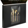 Dinnerware Sets Stainless Steel Western Cutlery 24-piece Gift Box Set Titanium Plated Steak Gold Silverware Plates