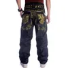 Jeans da uomo Street Dance Gambe larghe Uomini larghi Ricamo di moda Nero Pantaloni larghi in denim Pantaloni maschili Rap Hip Hop Plus Size 3046 230516