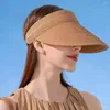 Beretti Cappelli di paglia solare estiva per donne per le donne con cappello da spiaggia versatile a prova vuota a prova di ultravioletta con S P9Z4