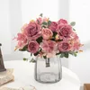 Flores decorativas Peonies Artificial Flower Silk Rose Bouquet Hydrangea Peony Wedding Bride Bride Fake Home Decoration