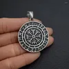Pendant Necklaces Stainless Steel Viking Vegvisir Compass Necklace Punk Men's Scandinavian Amulet Jewelry