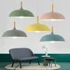 Lampes suspendues colorées E27 bois aluminium abat-jour suspendus lumières pour éclairage décoratif domestique