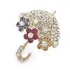 Brosches mode kristall paraply härlig brosch delikat tillbehör dekorativa bröllop brud chic smycken blomster stift dz027