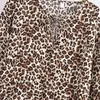 Blusas femininas tamel boho camisa rayon tops blusas leopardo impresso decote em vil de gola v