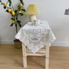 Tafelkleed Frankrijk Cream Lace holle tafelkleed retro geborduurde bloem vierkante hoes huis bruiloftsfeest textieldecoratie