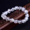 Strand 10mm Himalaya Clear Quartz Crystal Round Round Bead armbanden rekbare Reiki Healing Bracelet voor vrouwelijke sieradenaccessoires