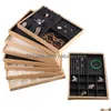 Vassoio per gioielli Pu Leather Bamboo Display Collana Bracciale Bangle Anelli Orecchini Organizer Holder Vetrina Drop Delivery Packaging Otsmi