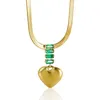 Pendentif Colliers Vintage 18 K Amour Coeur Collier De Luxe Vert Cubique Zircone En Acier Inoxydable Plaqué Or En Gros Femmes Bijoux Cadeau