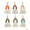 Ключевые кольца Женские ручные ручной работы Boho Rainbow Tassel Bag Bag Vange Gold Holder Fashion Sirew Will и Sandy 155 R2 Drod