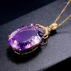 Pendanthalsband 2023 Fashion Purple Rhinestones Zircon Necklace For Women Accessories Wedding Jewel Girl Gift Exquisite Luxury
