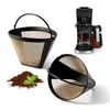 Kaffefilter Återanvändbart filter 10-12 kopp permanent dripperkon guldnät med handtag papperslösa tillverkare verktyg