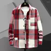 Camicie casual da uomo Camicia a quadretti autunnale Cappotto da uomo a maniche lunghe in pollici coreani alla moda spazzolato