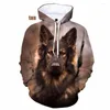 Heren Hoodies 2023 Funny Dog 3D Gedrukte mannen/vrouwen schattige hoodie Duitse herderkap Hooded sweatshirts