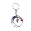 Porte-clés 12 pièces/ensemble nouvelle vie de l'arbre cristal porte-clés hibou Chakra pierre noir Onyx Llavero arc-en-ciel chaîne de sagesse naturelle pour la mode Dro Dhkri