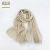 Foulards soie laine longue écharpe pour femmes printemps automne lumière pure châle Bufandas luxe réel couleur unie froissé foulard
