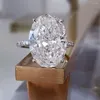 Кластерные кольца Продажа 925 SLIVER STERLING OVAL SIMULED DIAMDENT STANE для женщин, пробуренных белых топаз драгоценный камень S925 Кольцо из ювелирных изделий