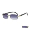 Sunglasses Esigner Small Square Frameless Metal Hinge Eyewear For Men Women Luxury Sun Glass Uv400 Lens Unisex High Quality With Cas Dhixt