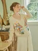 Damenstrick LYNETTE CHINOISERIE Frühling Herbst Frauen Fee Vintage zarte Blumenstickerei Mori Girl gestrickte Wollpullover