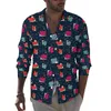 Camisas casuais masculinas Camisa de estampa de caracóis Autumn Magic Mushrooms Men Fashion Bloups Manga longa Clothes elegantes personalizados Plus Tamanho