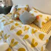 Conjuntos de roupas de cama adoram impressão de coração edredom de poliéster lençóis de lençóis de pólo