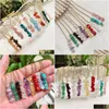 Pendant Necklaces Irregar Chip Natural Crystal Stone Necklace Ore Chips Tassel Charm Pendum Pink Quartz Citrines Purple Gold Dhgarden Dhz3Y