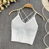 Kadın Tankları Camis Chic Glitter Sequin Seksi Sırtsız Moda Tankı Top İnce Korse Budier Bra Temel Kayışlar Yaz Kadın Partisi Mahsul Ins 230515