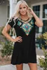 Boho Ethnic Print Short Sleeve Mini Dress 2023 Hot New 23ze#