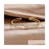 Cuff Bangle For Women 14K Real Gold Plating Designer Bracelets Exquisite Luxury Fl Zircon Knot Bracelet Elegant Womens Party Dhbf0