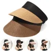 Breite Krempe Hüte Eimer Mode Sommer Leere Top Sonne Tragbare Faltbare Magic Tape Rollup Strand Stroh Kappe Frauen Casual Suncap visiere 230515