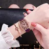 Wristwatches Web Celebrity The Same Watch Square Water Diamond Magnet With Rose Gold Case Large Roman Face Temperament Women's