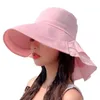 Brede rand hoeden emmer hoeden zomer coole zon hoed voor vrouwen lichtgewicht paardenstaart vizier hoeden brede rand anti-uv trekstring strandhoed traverl opvouwbare emmer cap 230516