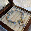 Bracelets de charme minar elegante de vários designs bling opala sereia de pêssego de pedra natural para mulheres bacelete de miçangas jóias