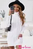 white Cowl Neck Cable Knit Sweater Dress 2023 Hot New w0qz#