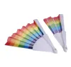 Party gynnar regnbågens fläkt gay stolthet plast ben regnbågar hand fans hbt-evenemang regnbågar-tema partier gåvor 23 cm A0516