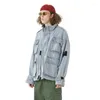 Men's Down Winter Original Washing Cargo Lambswool Stand Collar Cotton Coat Casual Denim Thick Parkas Jacket