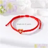 Bracelets De Charme Rétro Coeur Evil Eye Cils Bracelet Femmes À La Main Chaîne De Corde Rouge Yeux Chanceux Perles Fille Fête Bijoux Cadeau Dhgarden Dhnmf